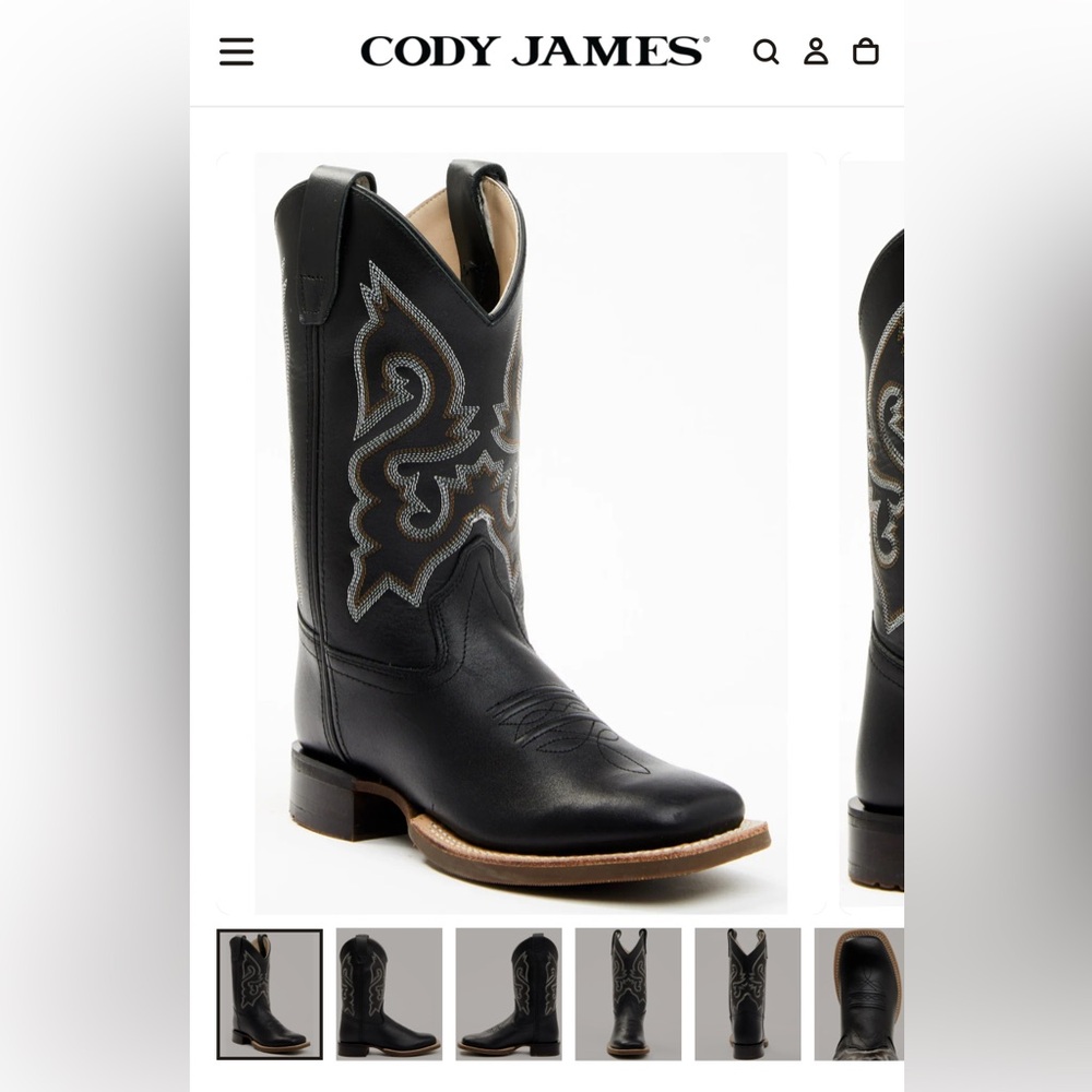 Black Cowboy Boots with Silver Stitching